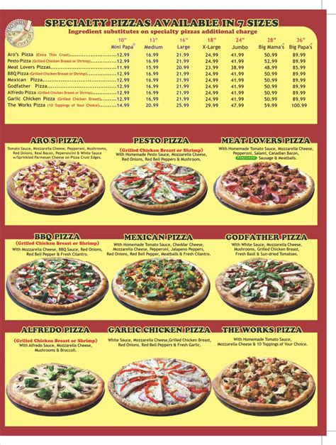 big mamas and papas pizzeria menu